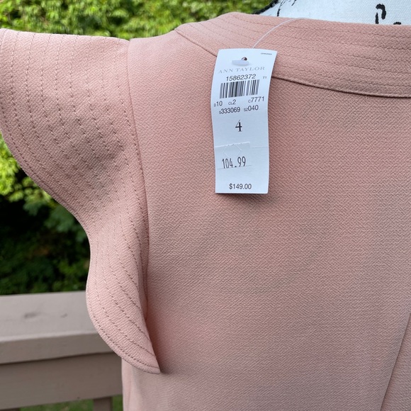NWT Ann Taylor Loft Pale Pink Peach Ruffle Cap Sleeve Dress Size 4 Wedding Guest - Picture 5 of 6